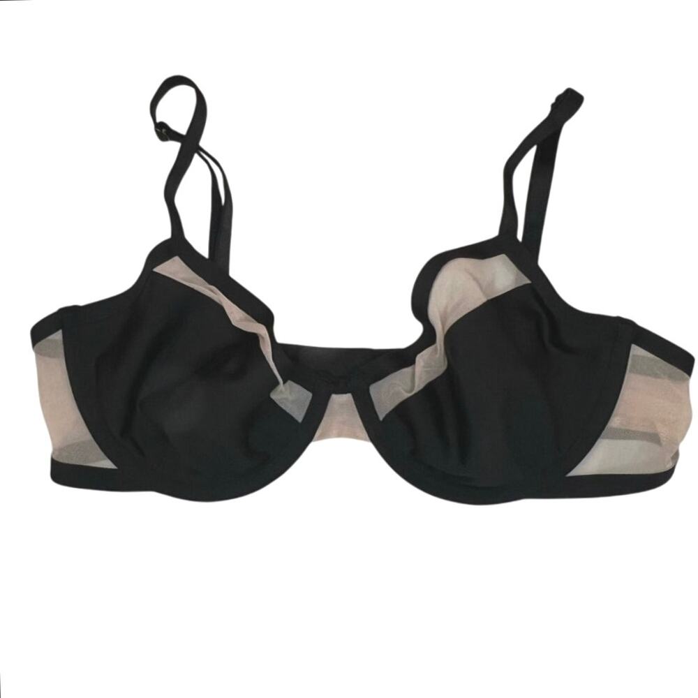 Victoria's Secret Unlined Demi Bra 34D Black Mesh Sheer Y2K